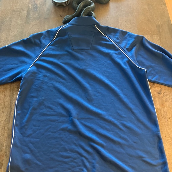 Adidas Golf Large Sized Quarter Zip Jacket Dark Blue / White Stripe RN88387 - Picture 3 of 4